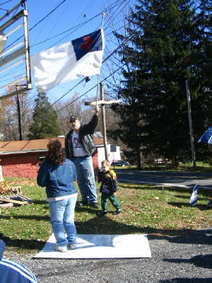 His flag is raised